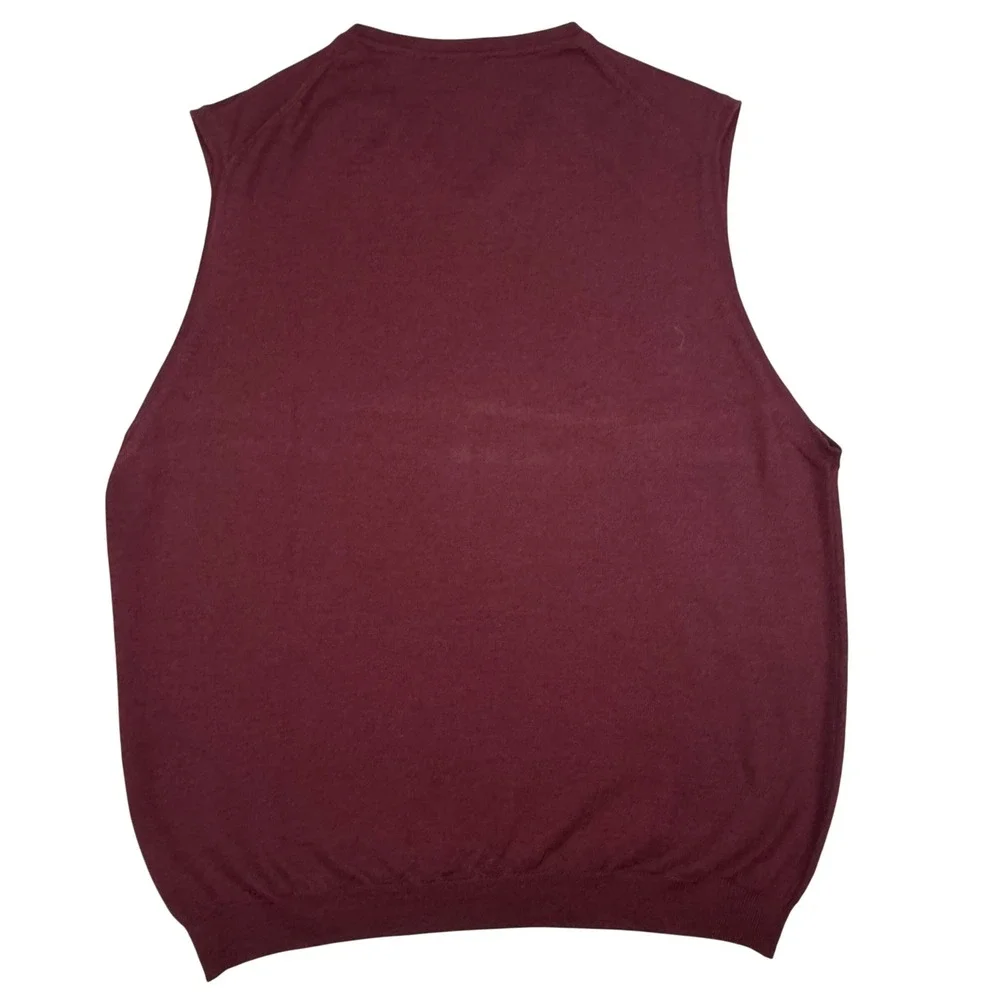 J. Ashford‎ Men's Vest Burgundy Red Wool Blend V Neck Sleeveless Sweater L